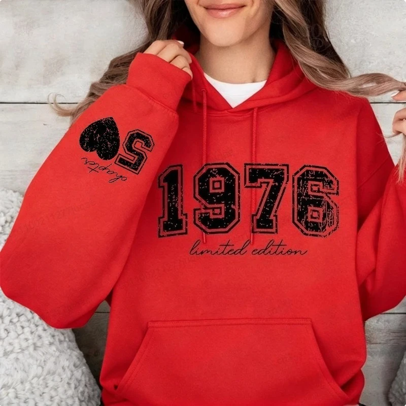 

Толстовки с капюшоном на день рождения, персонализированные, лимитированная серия, с принтом 1976 года, модные толстовки, хип-хоп, повседневная одежда унисекс
