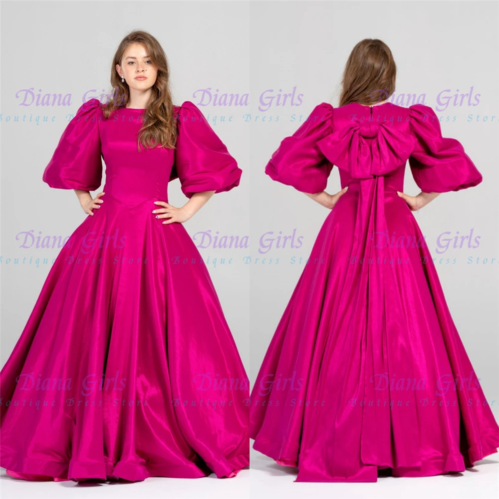 

Великолепное красное платье с цветочным узором для девочек, качественное атласное пышное платье с изысканным большим бантом для детей, вечерние бальные платья на свадьбу, день рождения