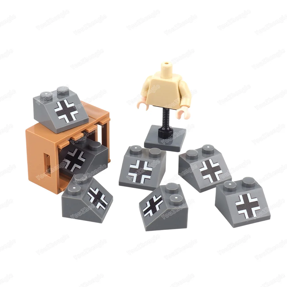 Black Ten Pattern Building Block 3039 Printed 2x2 High Bevel MOC figures Military Equipment Model Scene Accessories Gift DIY Toy