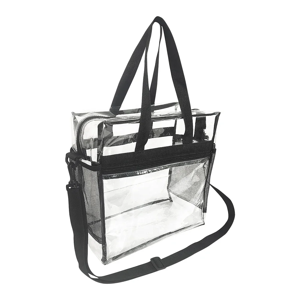 1pc Transparent Bag Sports Stadium Approved Transparent Handbag With Closure Home Hand Tool Accessories Household Supplies