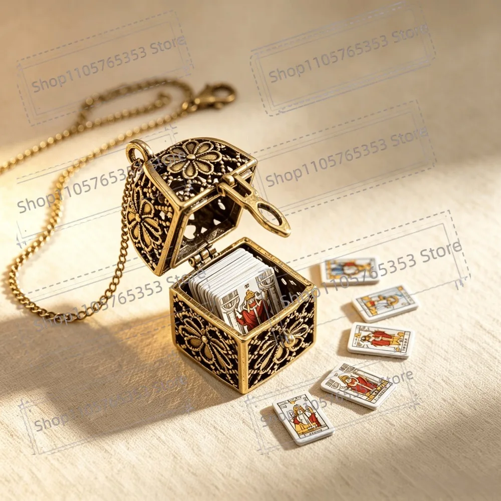 Vintage Tarot Necklace Mini Tarot Cards Pendant Necklace Steampunk Pendant Necklace for Men Women Decoration, Women Tarot Lovers