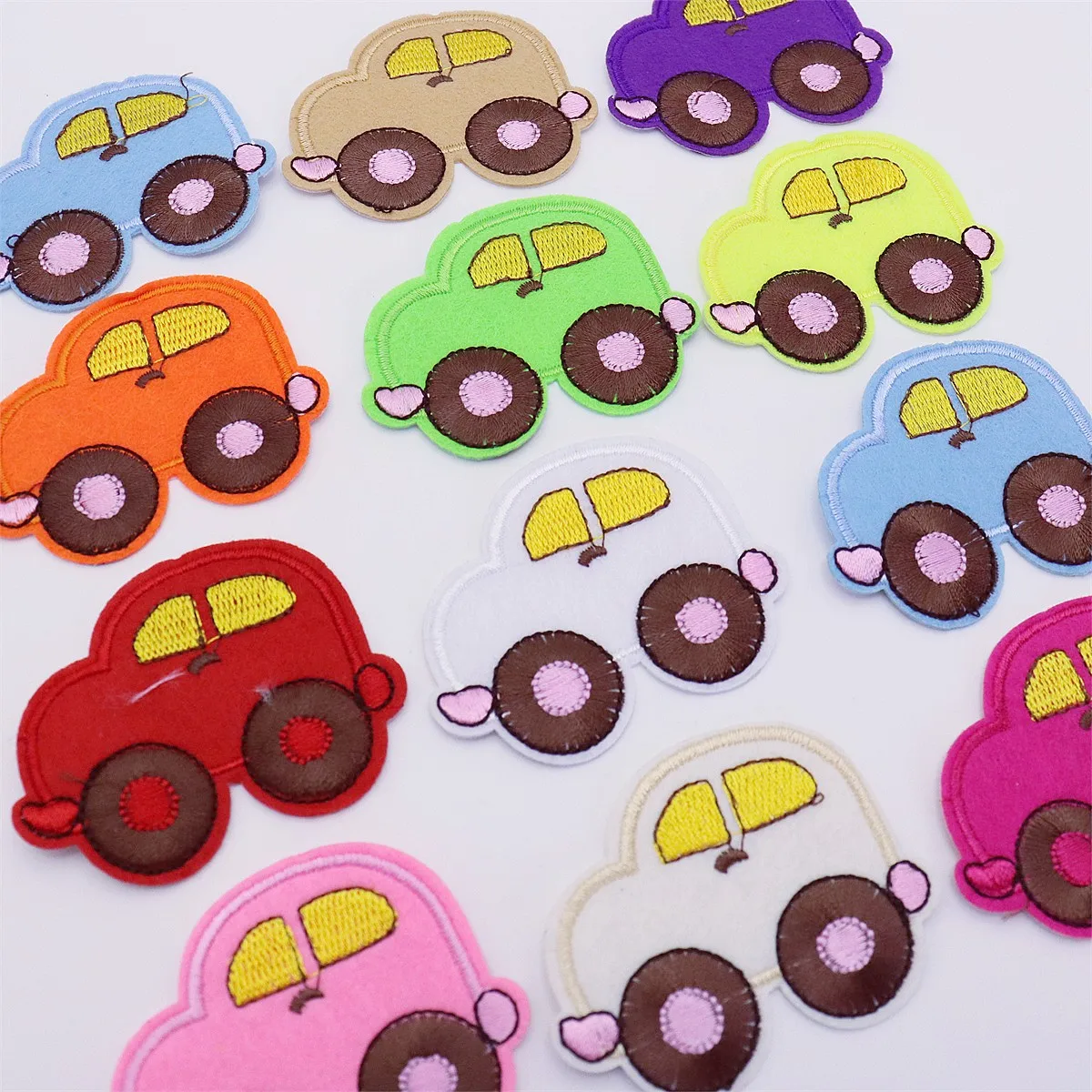 12pcs Mixed Truck Train Car Patches DIY Embroidered Tractor Appliques Iron On Fabric Badges Sewing Accessories Stickers Crafts