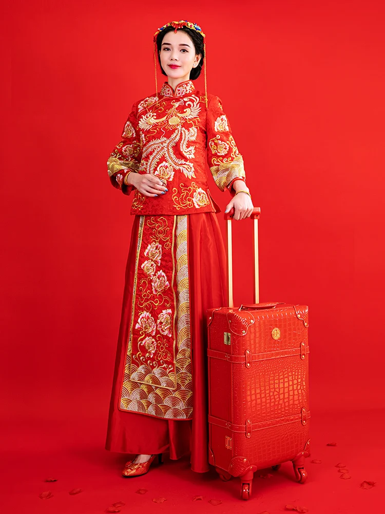 Bride's red suitcase for dowry