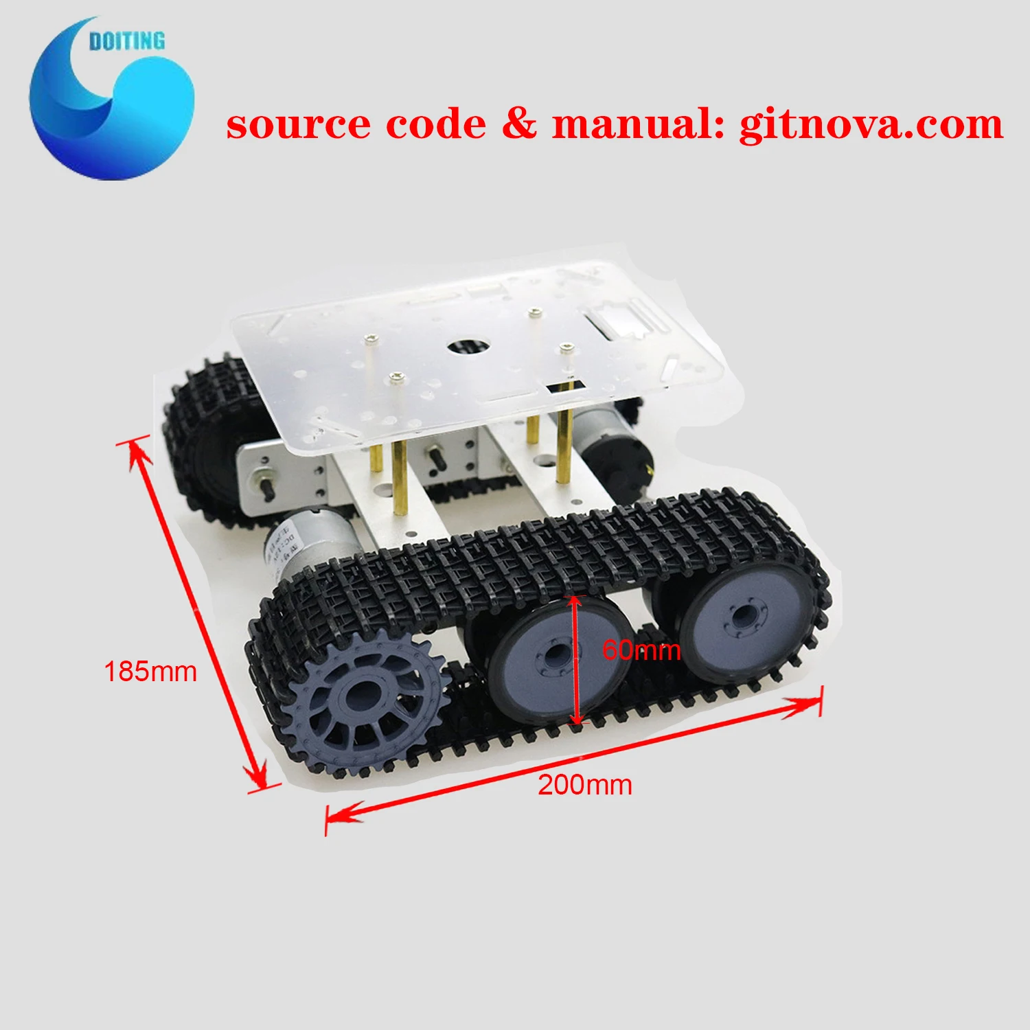 RC Metall Roboter Tank Chassis Mini TP100 Crawler Caterpillar Kettenfahrzeug mit Kunststoffschiene für Arduino DIY Lernset