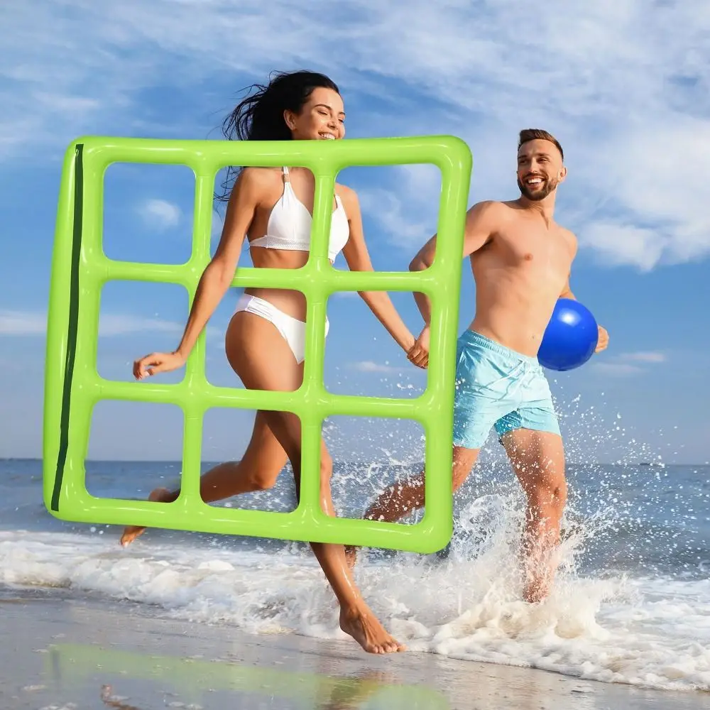 Conjunto de brinquedos aquáticos de PVC, lançamento macio equipado com uma bomba de ar inflável, nove grades, jogo de piscina, 10 bolas