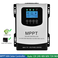 12V 24V 48V 60V 72V 96V 50A 60A 80A MPPT Solar Charge Discharge Controller PV Regulator 230V DC For Lifepo4 Lithium GEL Battery