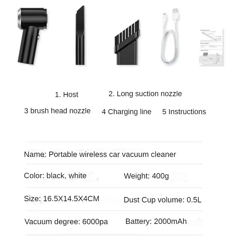 Multifunctional Vacuum Cleaner Suction and Blowing Dual-purpose Portable Wireless Car Vacuum Cleaner with Large Suction