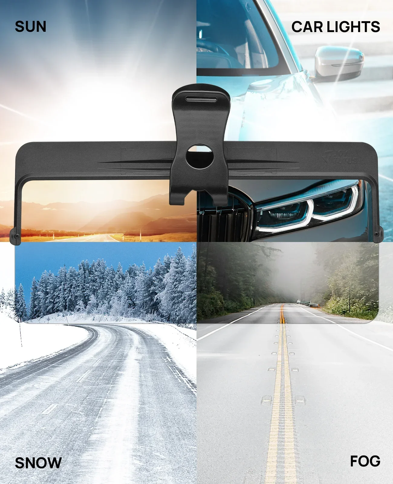 Universal Car Sun Visor Rotatable Adjustable Anti-Dazzle Anti-UV Polarized Sunshade Plate Clear Vision SUVs Trucks Accessories