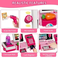 Shopping Cash Register Playset with Real Calculator, Pretend Play Store, Learning Toy, Christmas/Halloween/New Year Gift 4