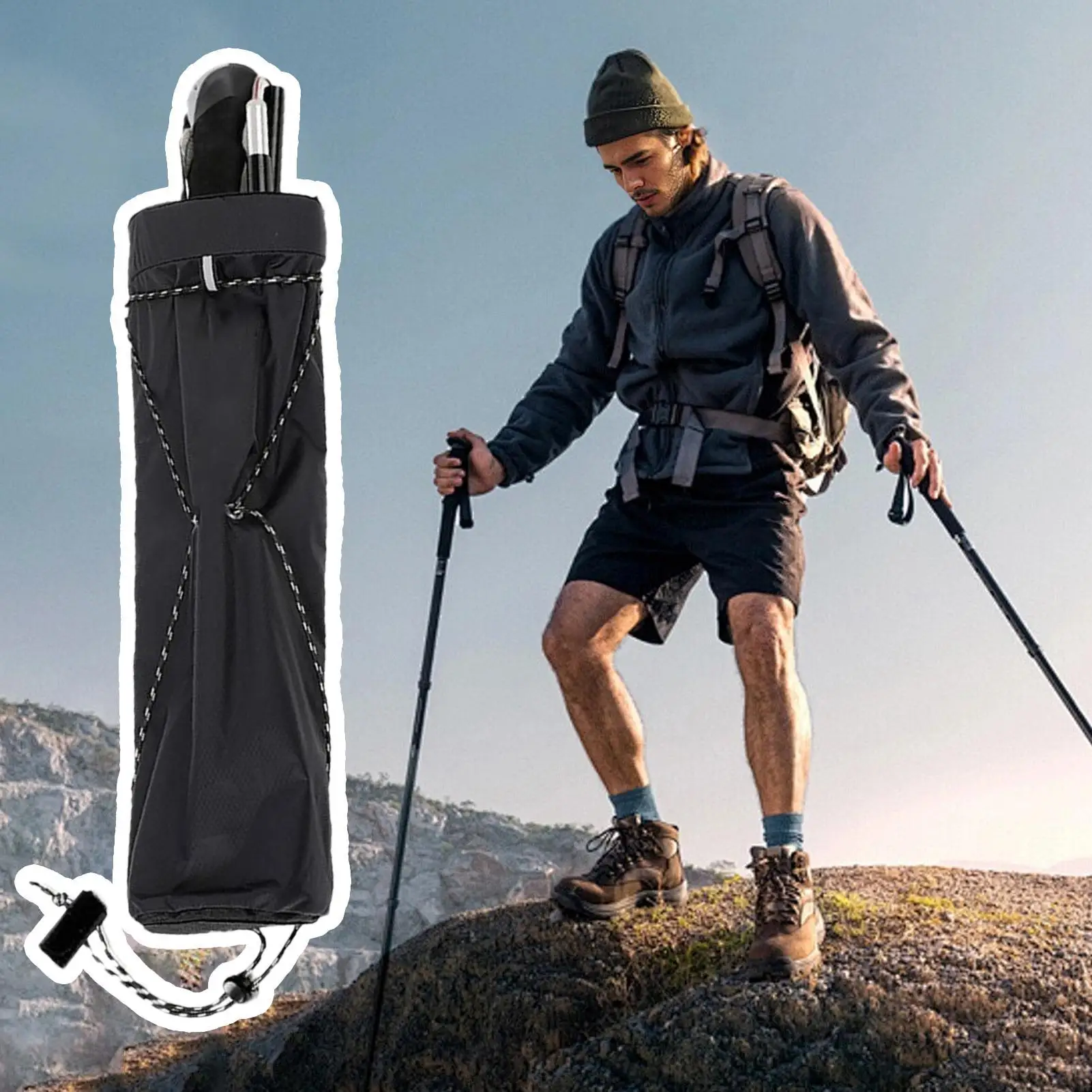Bolsa para bastón de senderismo, bolsa de transporte impermeable para bastón de senderismo, estuche de almacenamiento ligero para senderismo, mochilero, Trail Running, zapatos de nieve