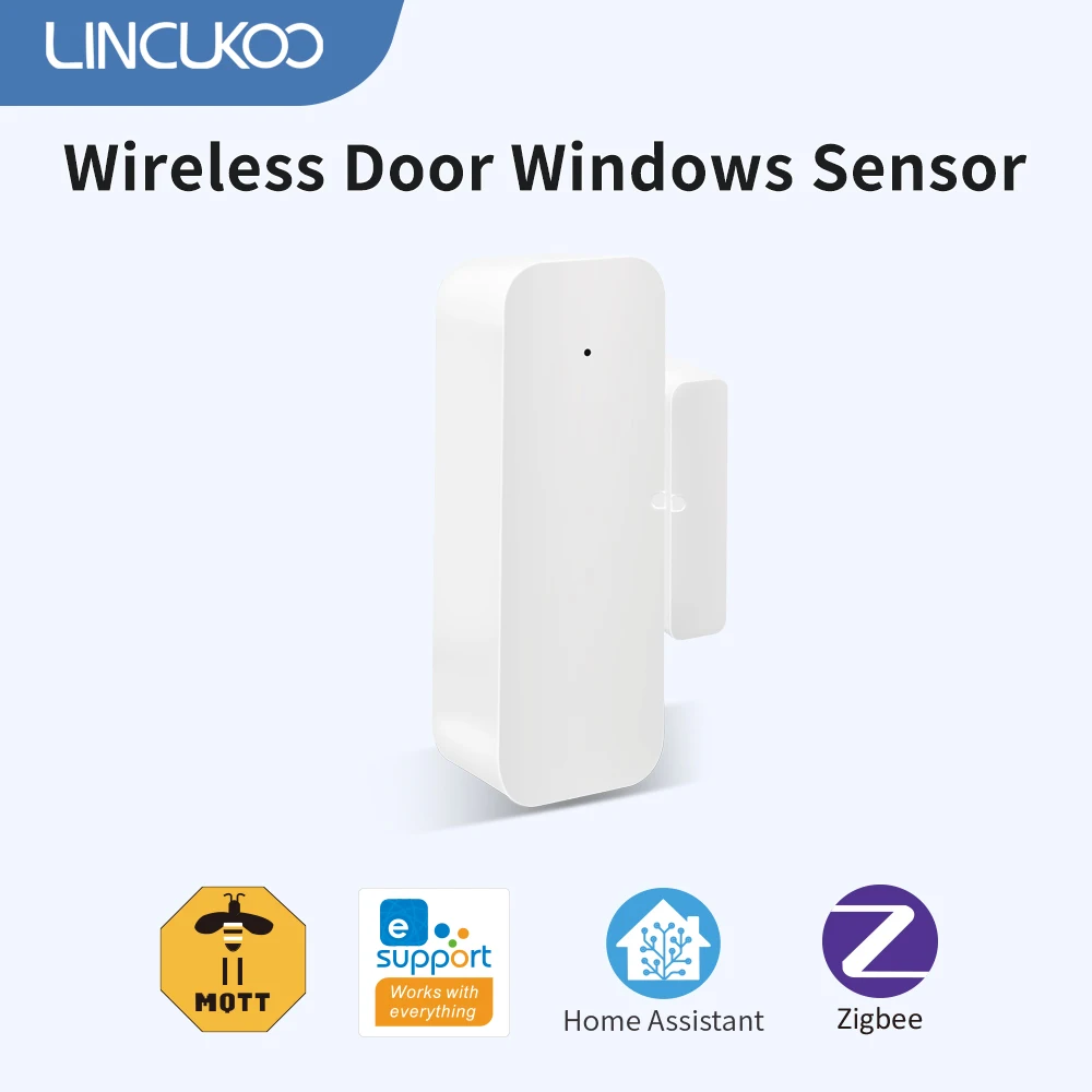 Lincukoo Zigbee3.0 Wireless Door Windows Sensor Home Assistant Smart Security Open Closed Detector with MQTT EWELINK