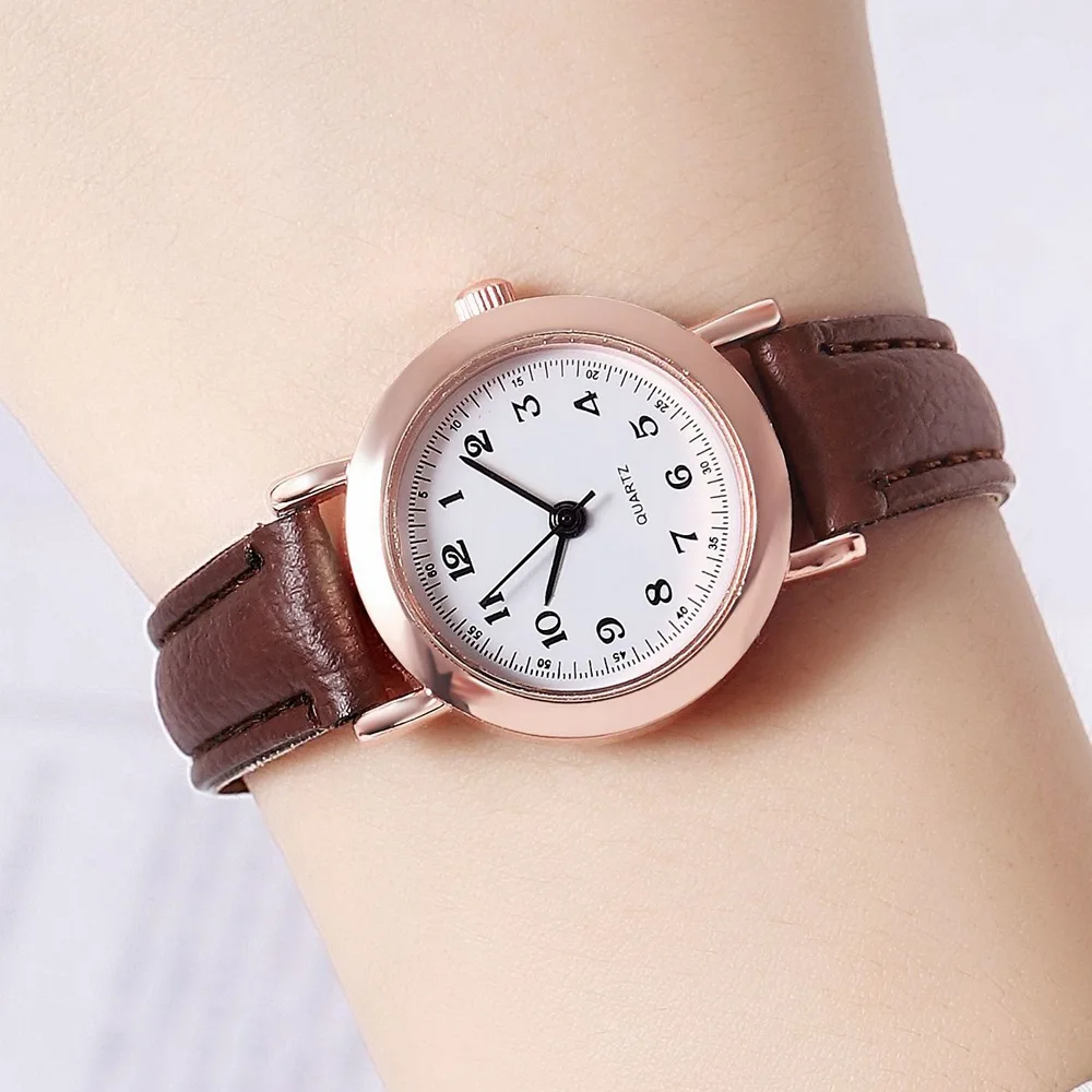 Relojes Vintage simples para mujer, reloj de pulsera con correa de cuero, relojes de pulsera casuales para mujer, alta calidad