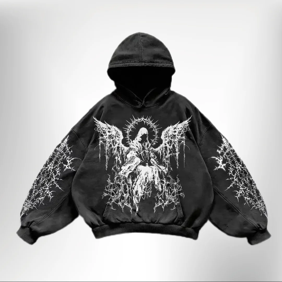 2024 novo padrão pintado à mão personalizado impresso hoodie rua homens e mulheres hip-hop popular solto y2k moletom k pop