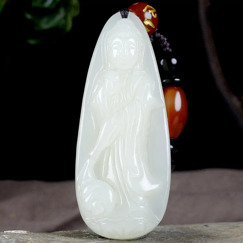 , Hotan Jade Drop Guanyin Pendant, Fashionable And Versatile