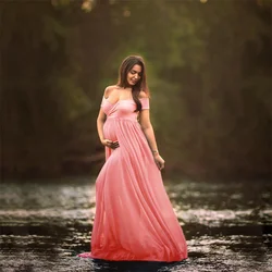 Sexy Shoulderless Maternity Dresses Photoshoot Ruffles Pregnancy Maxi Gown Pregnant Women Dress Photography Props Mermaid Dress