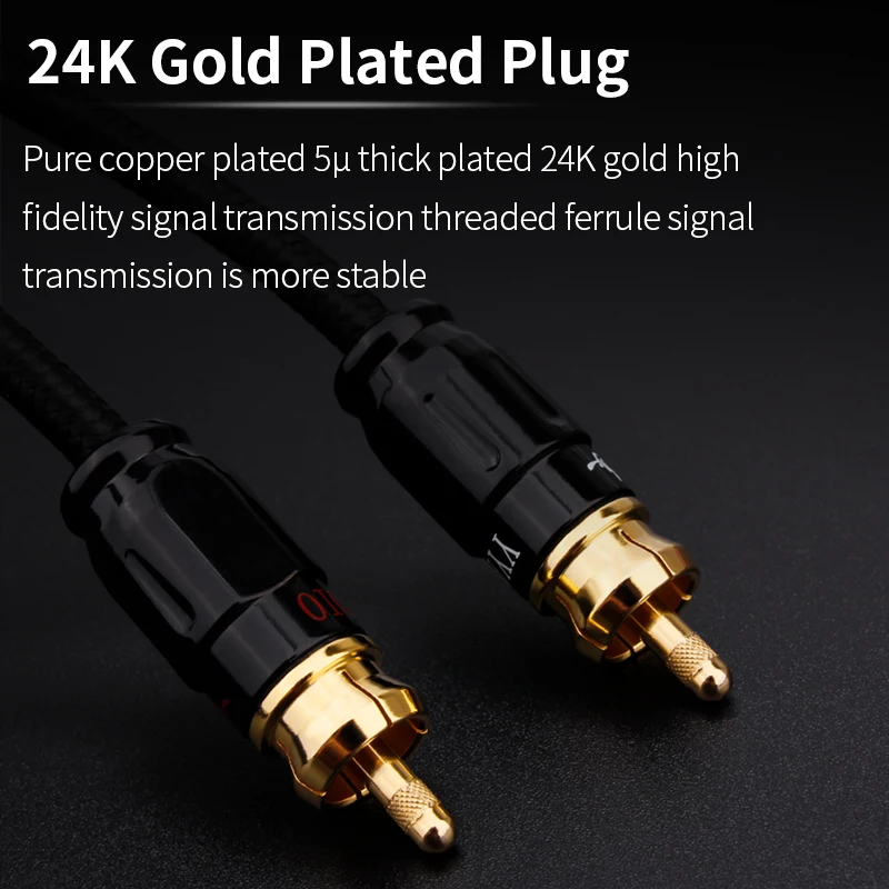 1 Pair RCA Audio Cable 2RCA to 2 RCA Male to Male Audio Cable Gold-Plated RCA Audio Cable for Home Theater DVD TV Amplifier