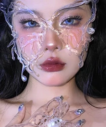 Ancient style COS Pure handmade resin mask future sense makeup headdress ball mask imitation makeup ice through butterfly bone m