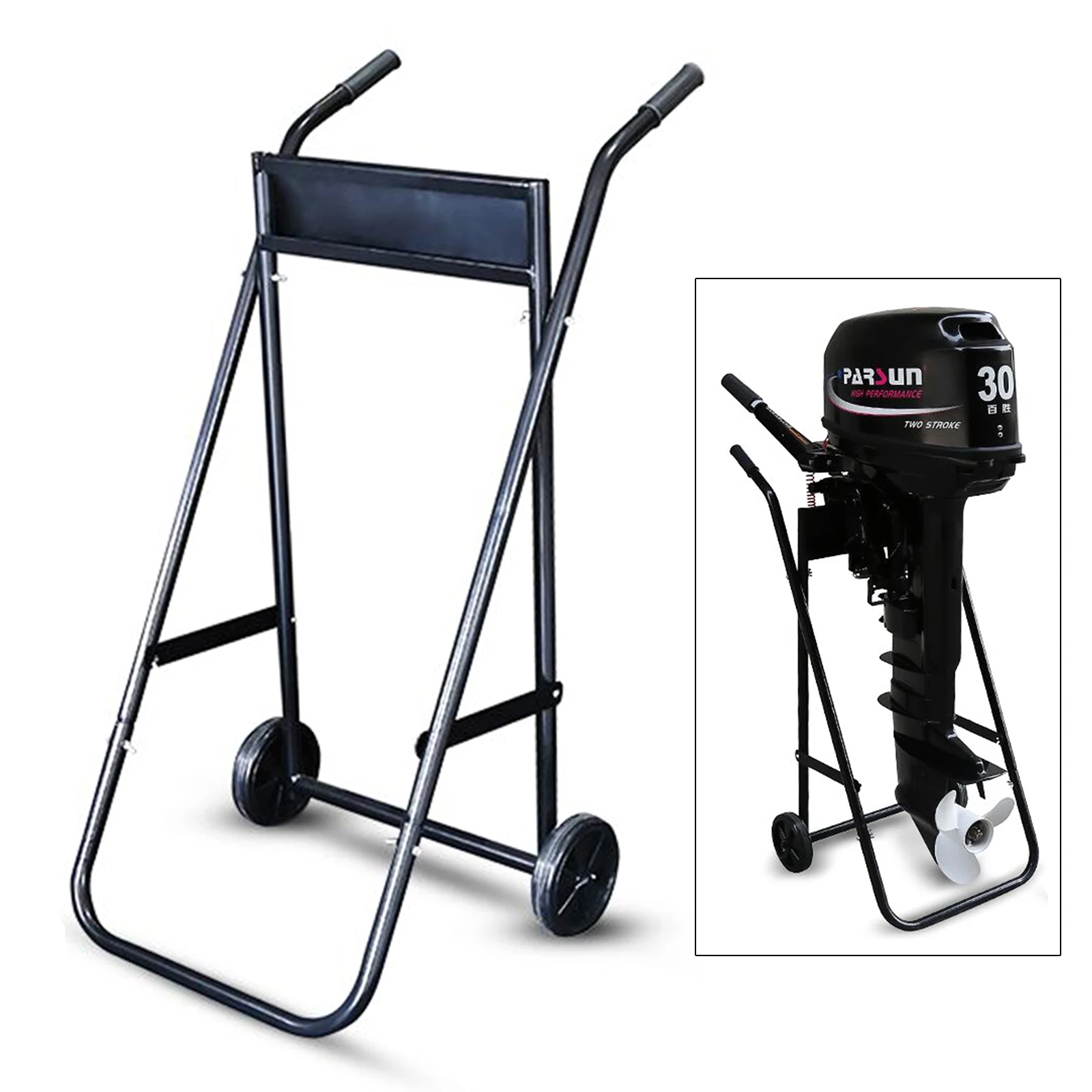 50kg/110lbs Foldable Outboard Motor Boat Engine Trolley Stand Heavy Duty Black