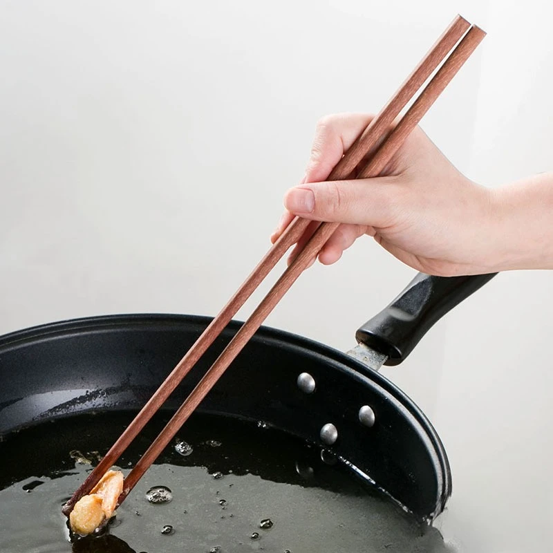 Long Red Sandalwood Chopsticks Non‑Slip Solid Wood Reusable For Hot Pot Frying Cooking Home Kitchen Tableware Supplies