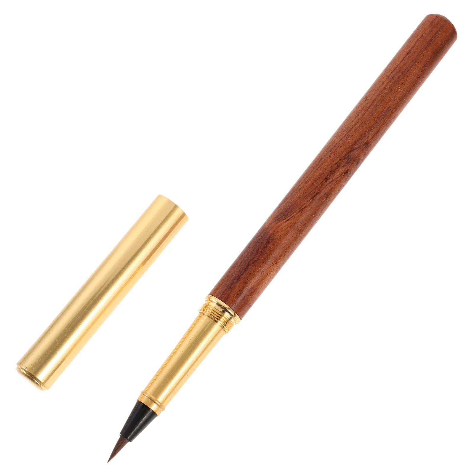 

Solid Wood Brush Pen Red S Small Regular Script Portable Refillable Soft Calligraphy Fountain Style Writing Drawing Pen