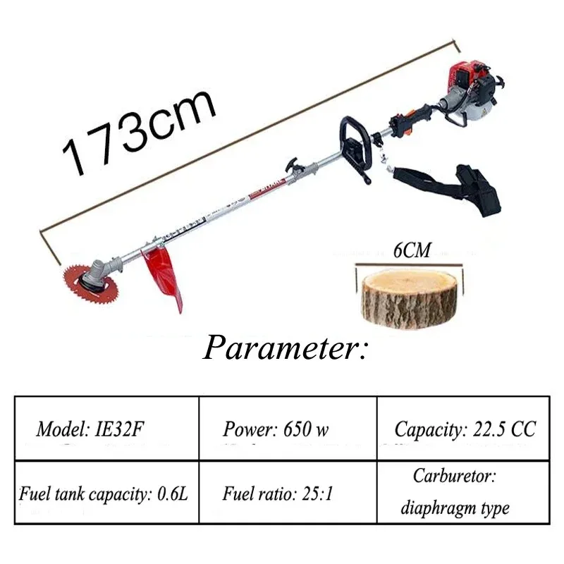 22.5cc G-asoline Lawn Mower & Long Reach Pole Chainsaw Brush Tree Cutter Pruner High Branch Shears IE32F