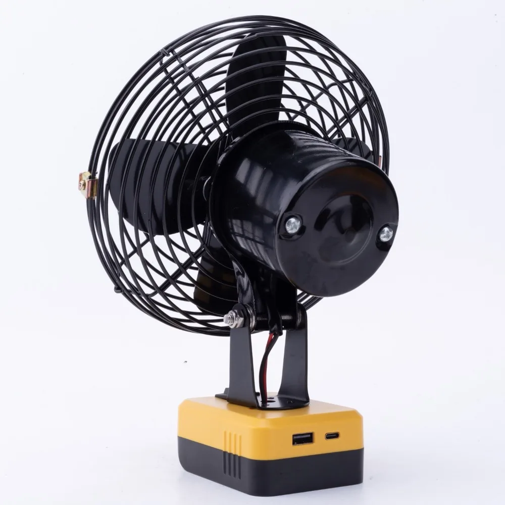 Rechargeable Lithium Battery Metal Fan for DeWalt 18-20V Li-ion Battery W/USB TYPE-C Portable Outdoor Camping Cordless Table Fan