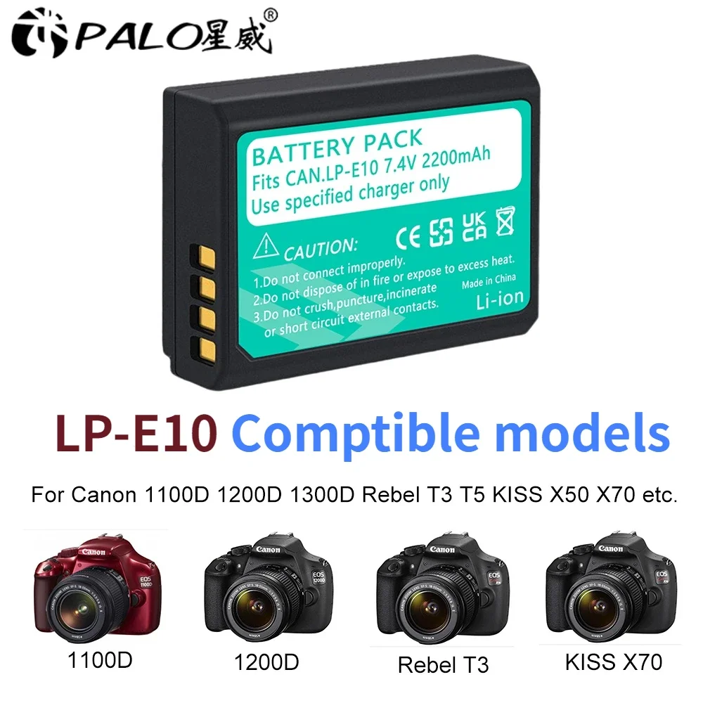 

PALO LP-E10 Battery LP-E10 LPE10 Camera Battery for Canon Eos 1100D 1200D 1300D 2000D 4000D Rebel T3 T5 T6 KISS x50 X70