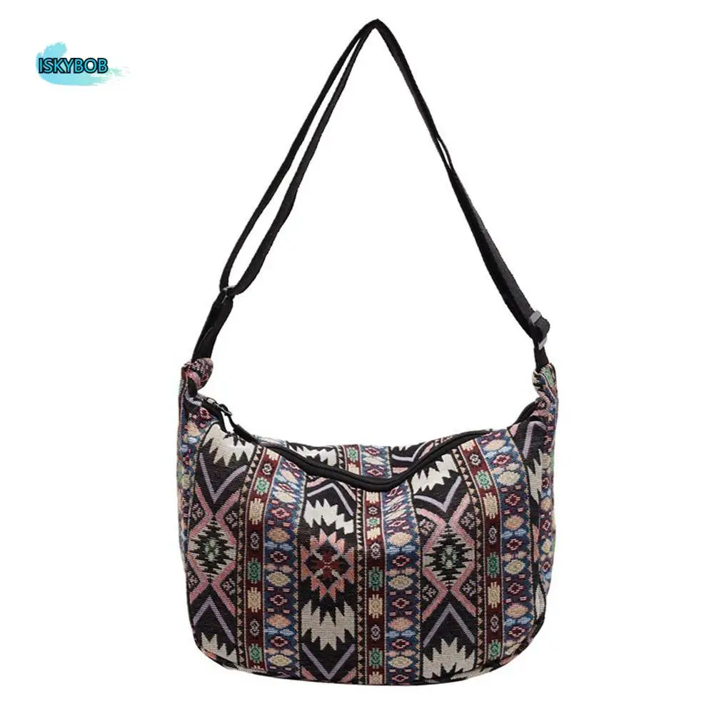 

Cloth Ethnic Style Crossbody Bags Weaven Large Capacity Retro Shoulder Bag Geometric Handbag Bohemian Messenger Bag Outdoor