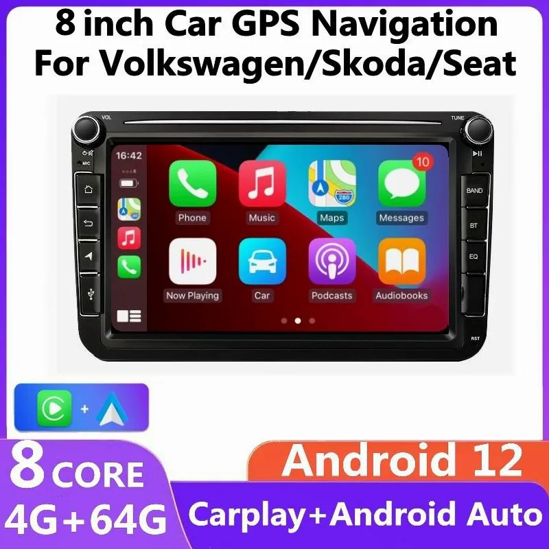 2Din 8' Android 12 Car Radio Carplay For Volkswagen Skoda Octavia Polo Golf Tiguan Passat B6 Jetta Beetle GPS  Navi