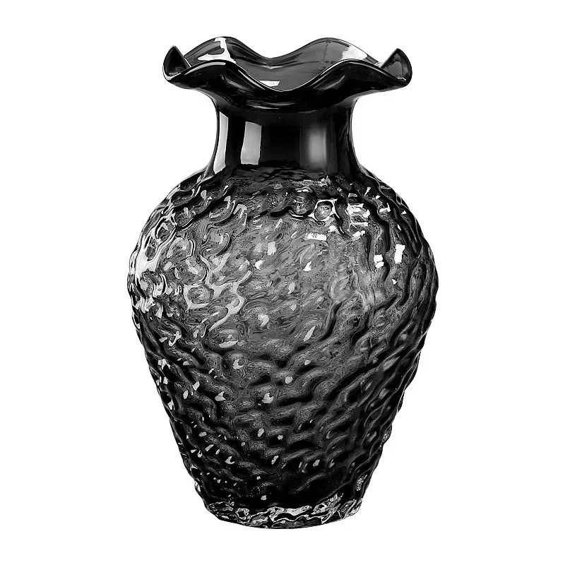 

American simple glass vase strawberry lotus leaf edge cream antique desktop ornament living room floral creative ornament