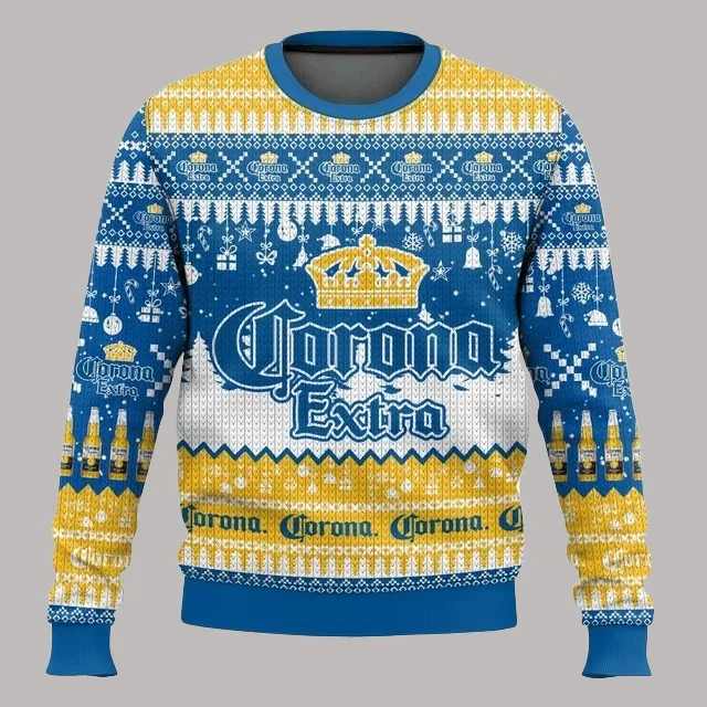 25/26 كورونا البيرة سترة قبيحة كورونا عيد الميلاد سعيد البيرة شرب هدية الكريسماس الرجال والنساء حجم كبير سترة عصرية