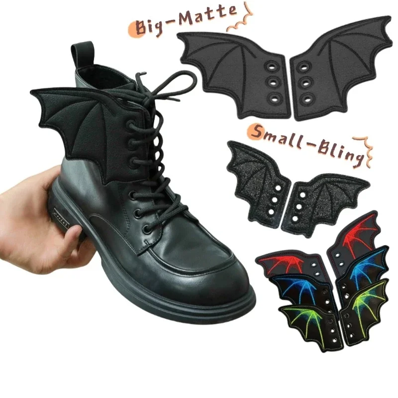 

1 Pair Bling Bat Shoe Wings Embroidery DIY Charm Decorations For Sneaker Clothing Shoelaces Punk Halloween Gift Accessory