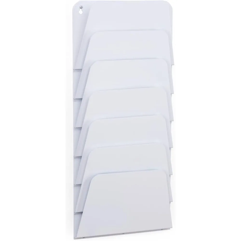 

Pair of Folder Wall Racks with 7 Pockets for Letter and Legal Size Documents, White Office Filing Organizer