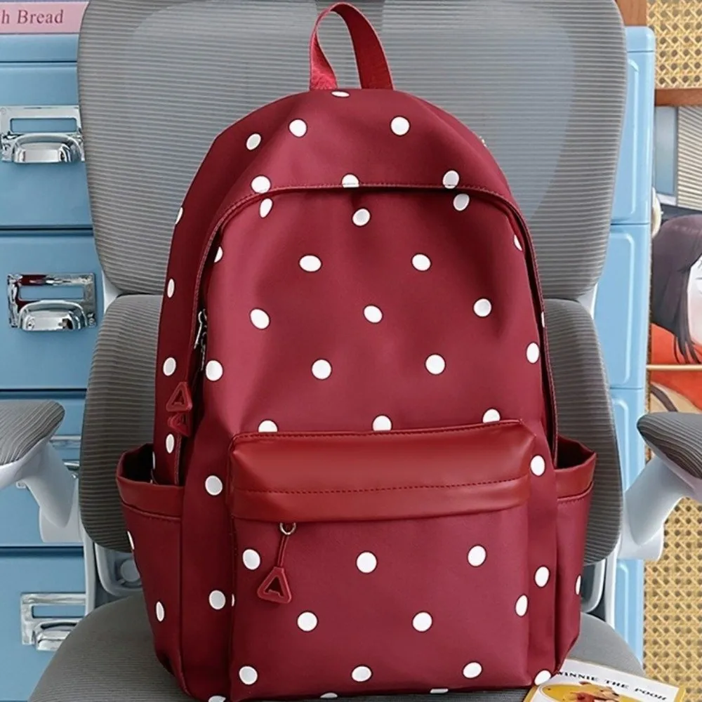 Simple Large Size Polka Dot Backpack Ins Style Aesthetic Fashion Casual Design Daypack Backpack Casual Rucksack Travel Use