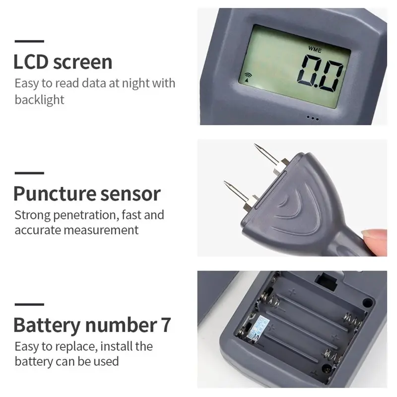 【PRICE-DROP!】MS7100 Für Holz Bambus Digitales Feuchtigkeitsmessgerät 0-80 % Bereich Pin Typ Messwerkzeug