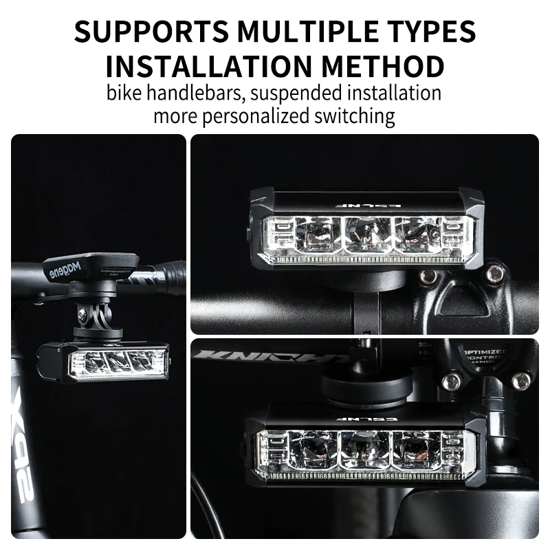 Lampu Depan Sepeda MTB ESLNF 1000 Lumen, Dapat Diisi Ulang via USB, Bahan Aluminium Alloy, Tahan Air, Sorotan Terang, Lampu LED Depan Sepeda