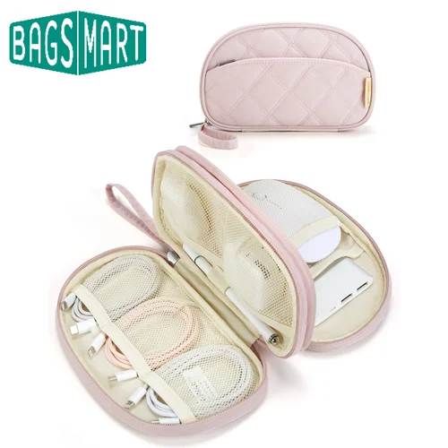 Bolsa organizadora de electrónica BAGSMART, bolsas de almacenamiento digitales de doble capa, bolsa de Cable de cargador de viaje multifunción para unidad Flash