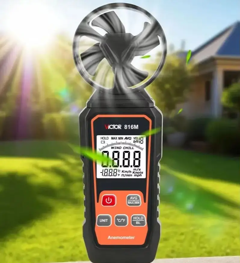 

Ruoshui 816M Digital anemometer LCD backlight display with Wind speed & temperature measurement function anemometer