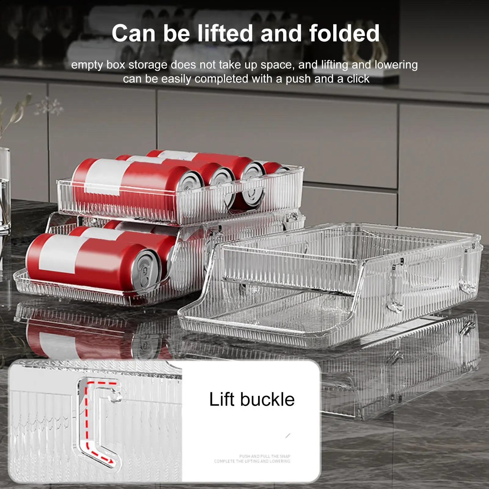 

Refrigerator Soda Can Organizer Stackable Refrigerator Can Holder Dispenser Transparent Fridge Drink Storage Bin for Hotel