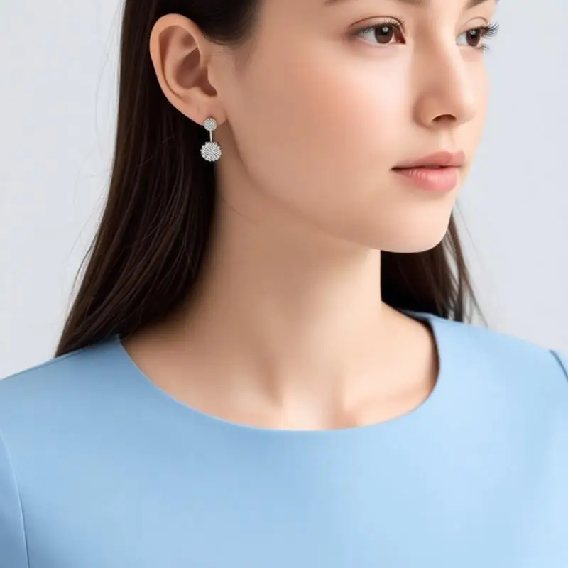 Klassische Ohrstecker aus 925er-Sterlingsilber in runder Form mit Kristall-Zirkonia für Damen und Mädchen, Verlobung, Party, Modeschmuck, Geschenk
