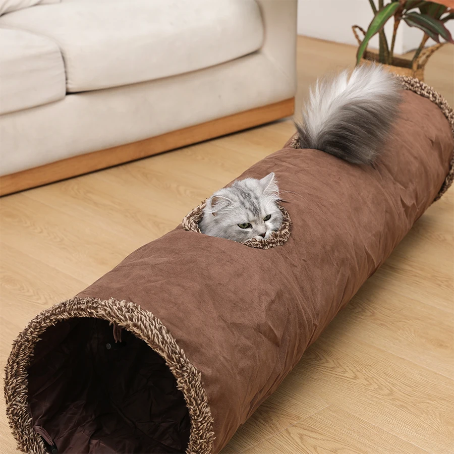 Cat Toys Tente Chat Suede Long 129cm Cat Tunnel Collapsible Tunnel  Non-staining Dirt-resistant Pet Products Pet Toys