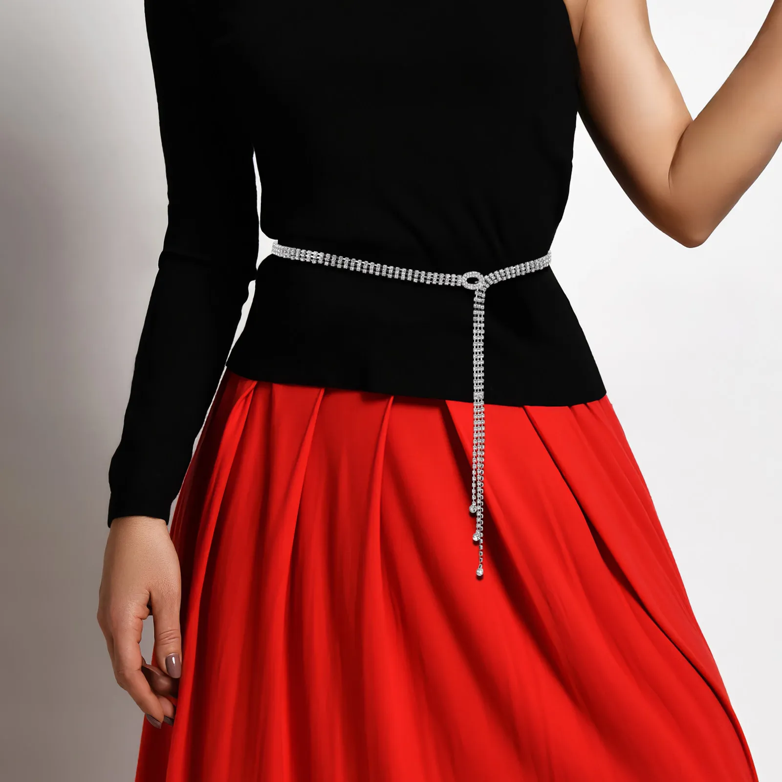 

Женский пояс с стразами, блестящая цепочка, украшение для тела, для свадебного платья, элегантный мерцающий аксессуар