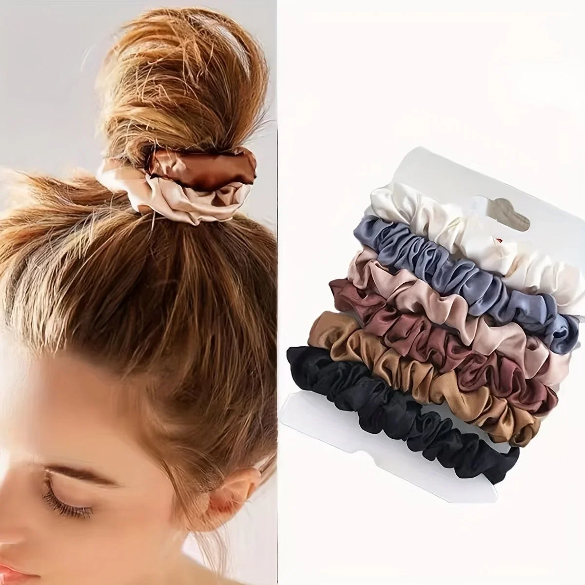 6 Piezas de Lazos para el Cabello de Color Liso, Diademas de Estilo Elegante, Lazos para el Cabello de Alta Elasticidad, Lazos para Cola de Caballo Alta, Bandas para el Cabello