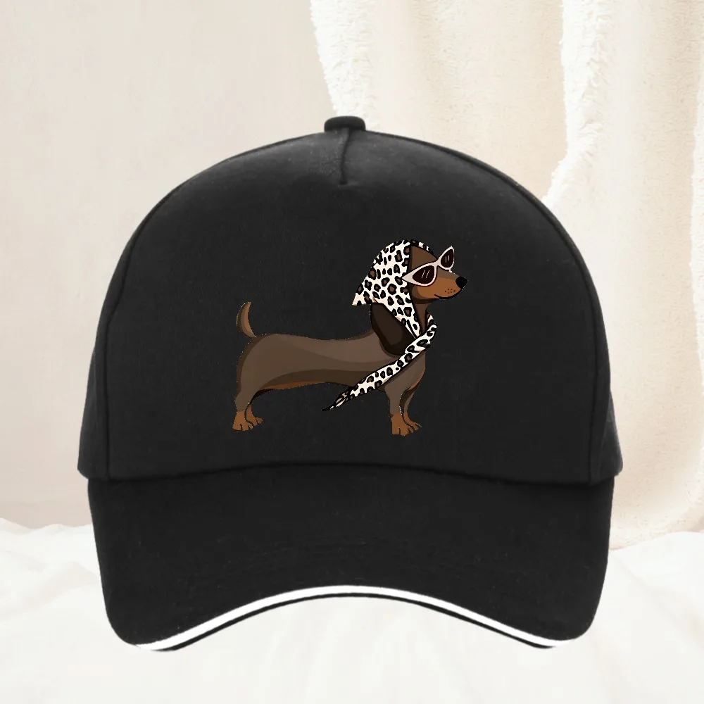

Cute Dachshund leopard print Print Baseball Cap Men Women Vintage Washed Cotton Adjustable Dad Hat Pet Lover Sun Hat