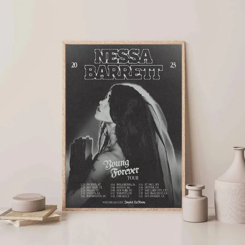 Nessa Barrett Singer Young Forever Tour 2023 Poster Canvas Painting Retro Music Wall Art Pictures Room Home Decor Fans Gift