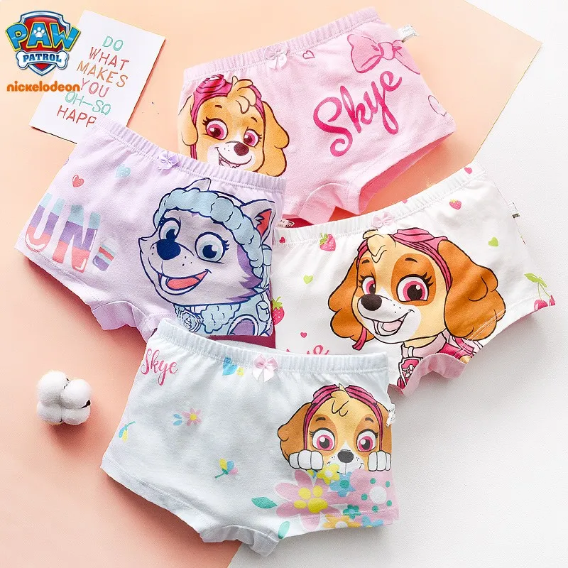 4pcs/set Genuine Paw Patrol Original girls Undepants Skye Everest Cotton Underwear 2-4-6-8-year-old kids Children Birthday gift