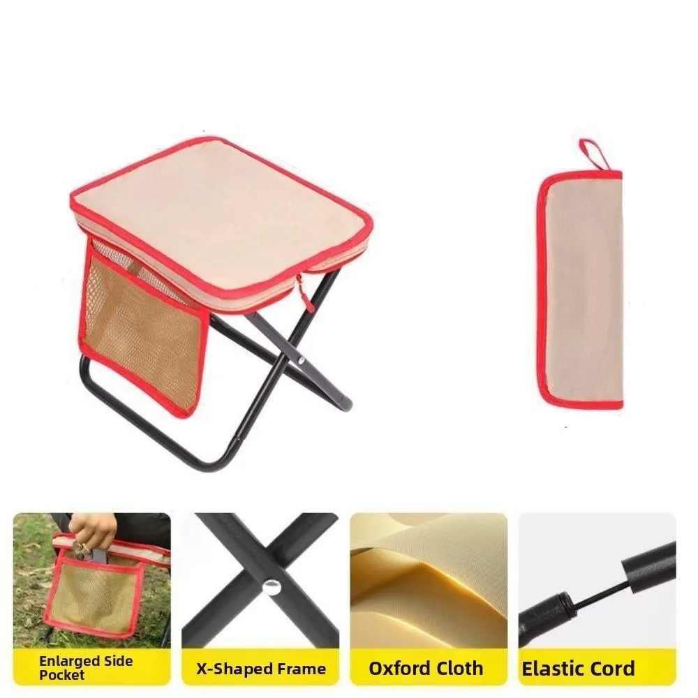 

Wear-resistant Camping Folding Stool Strong Load-bearing Handbag style Fishing Stool with Side Storage Sturdy