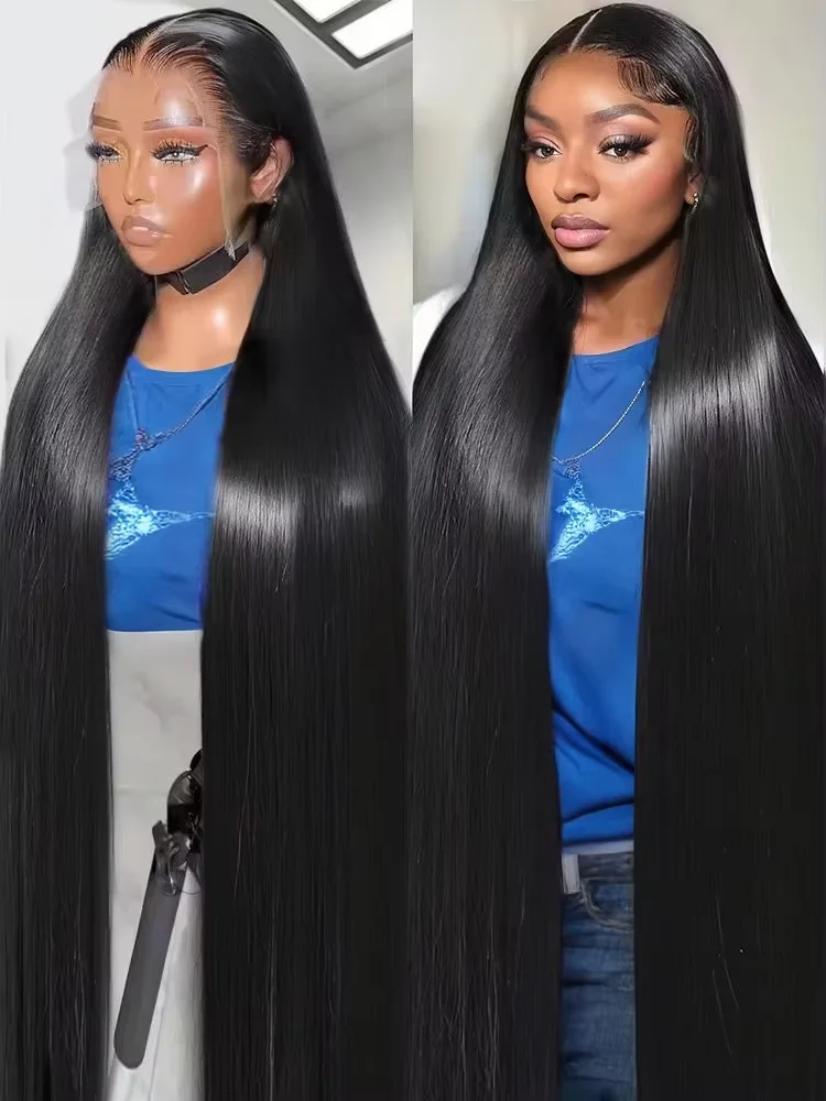 

Natural Color 13x4 13x6 Long Straight Full Frontal 360 HD Transparent Lace 40 46 Inch 7x6 Glueless Human Hair Pre plucked Wigs