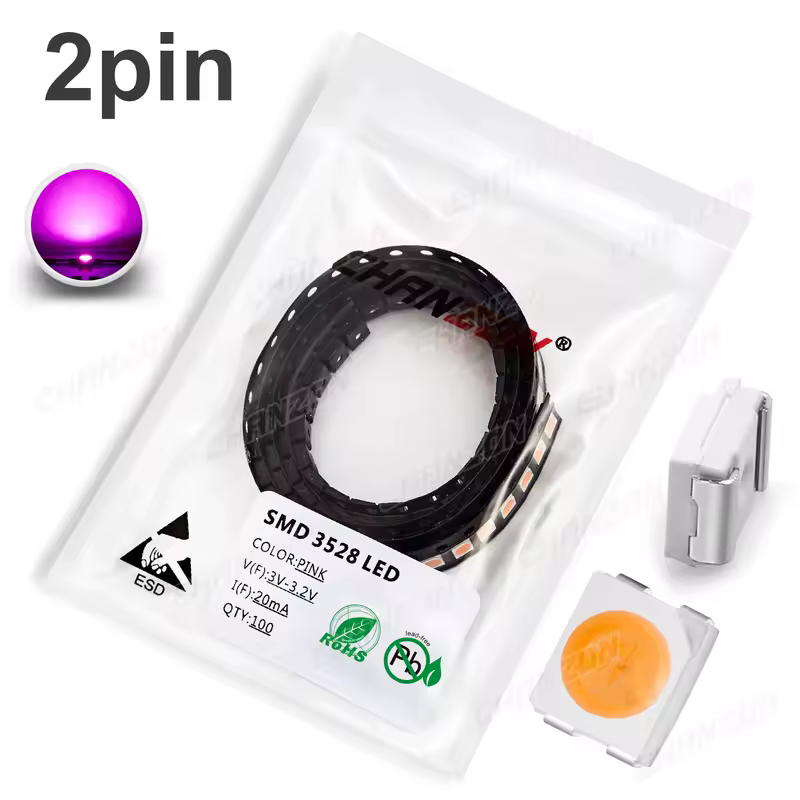 100Pcs 3528 SMD LED Diode Chip Warm White Red Green Blue Yellow Orange UV Purple Pink RGB PLCC2 PLCC-4 Lamp Light Beads Emitting - Image 8