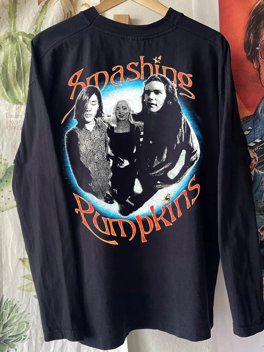 Smashing Pumpkins American Retro Oldschool Long Sleeve T-Shirt Pure Cotton round Neck Print Casual Loose Fit Unisex Tee